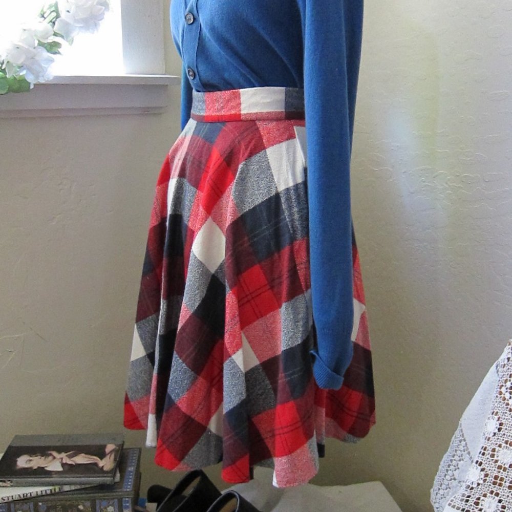 Plaid Cotton Flannel Circle Skirt